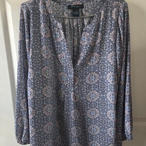 Faith & Zoe Blue and Pink Patterned Blouse